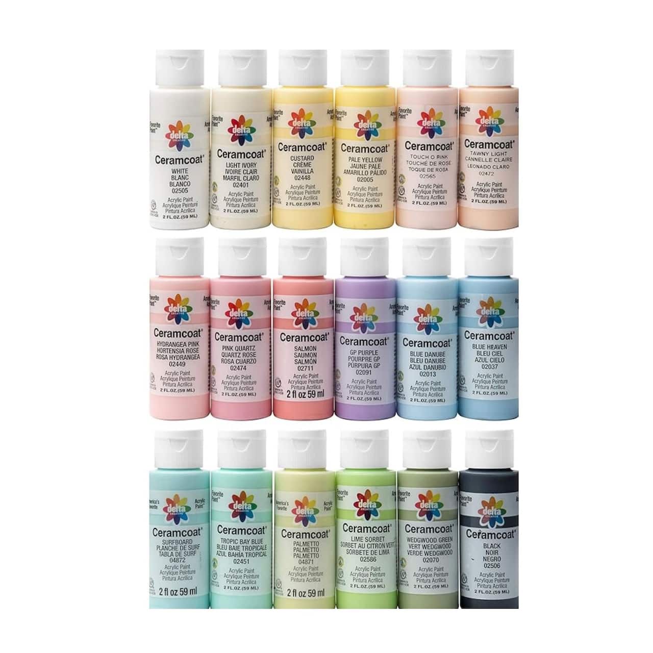 Delta Ceramcoat® Pastels 18 Color Acrylic Paint Set
